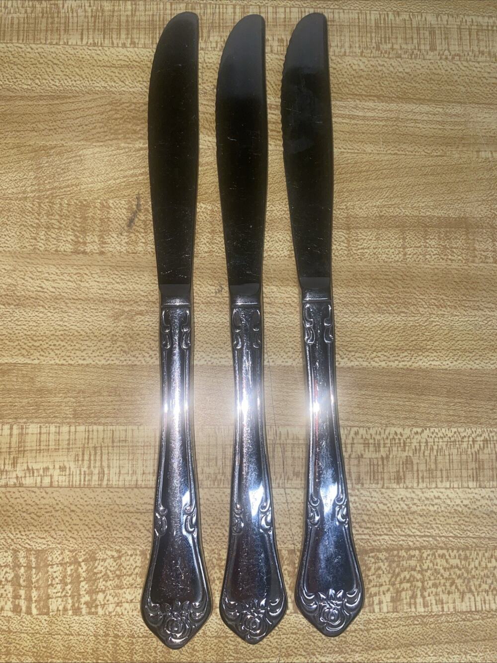 Oneida USA ARBOR ROSE TRUE ROSE Stainless Dinner Knife Silverware Flatware Set 3